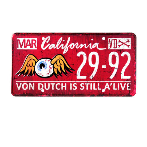 Von Dutch Number Plate/sign - Red