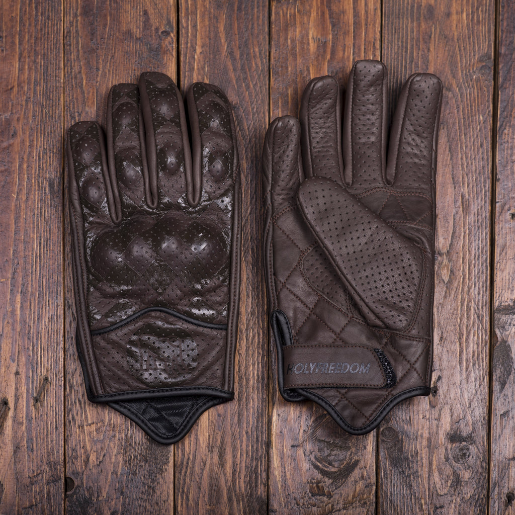 Holy Freedom Bullit brown check motorcycle gloves