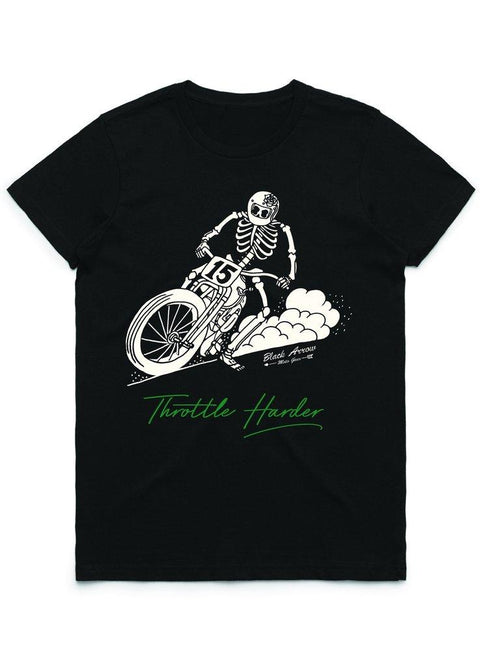 Black Arrow Throttle Harder Ladies Motorcycle T'Shirt