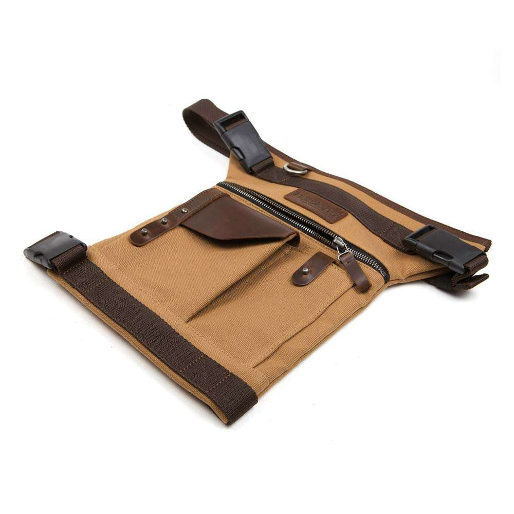 Helstons LEG bag - Beige Canvas/Brown Leather