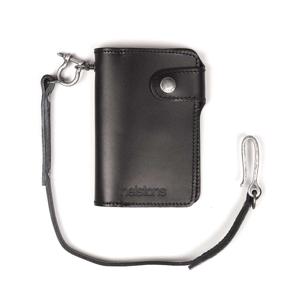 Helstons MOON leather wallet with Lanyard - Black