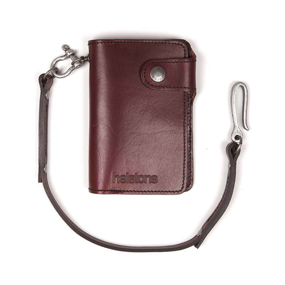 Helstons MOON leather wallet with Lanyard - Bordeaux